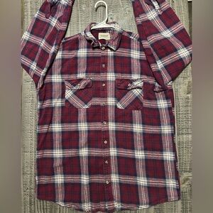 Classic Burgundy Plaid Button Down Shirt
